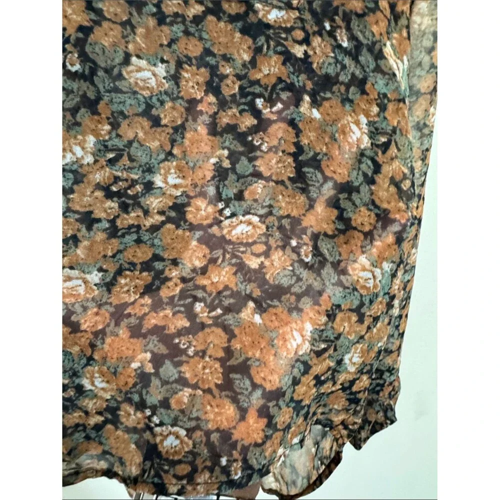 VTG Free People Easy Ride Floral Sheer Button-Front Blouse S Whimsigoth Cottage